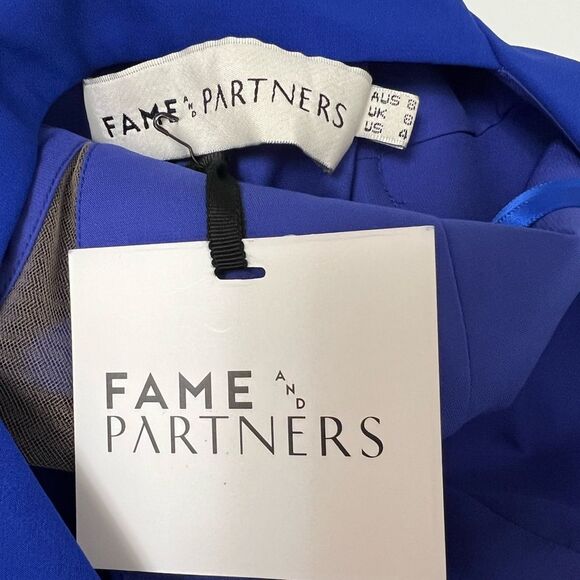 NWT Fame and Partners Brooke Jumpsuit Open Back Cross Over Back Blue Size 4 - Picture 8 of 8
